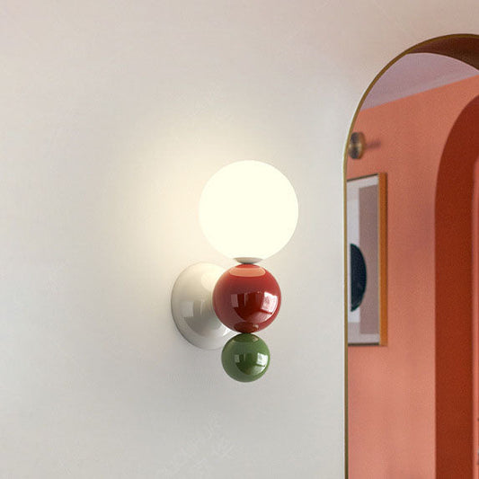 French Pearl Shape Plastic Iron 1-Light Wall Sconce Lamp