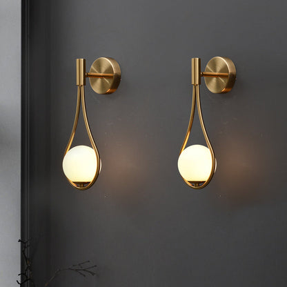 Teardrop Round Ball Iron Glass 1-Light Wall Sconce Lamp