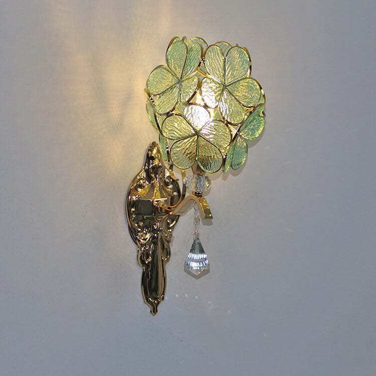 Tiffany Gold Frame Glass Metal 1-Light Wall Sconce Lamp