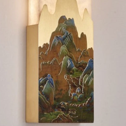 Chinese Marble All-Copper Rectangular LED Wall Sconce Lamp