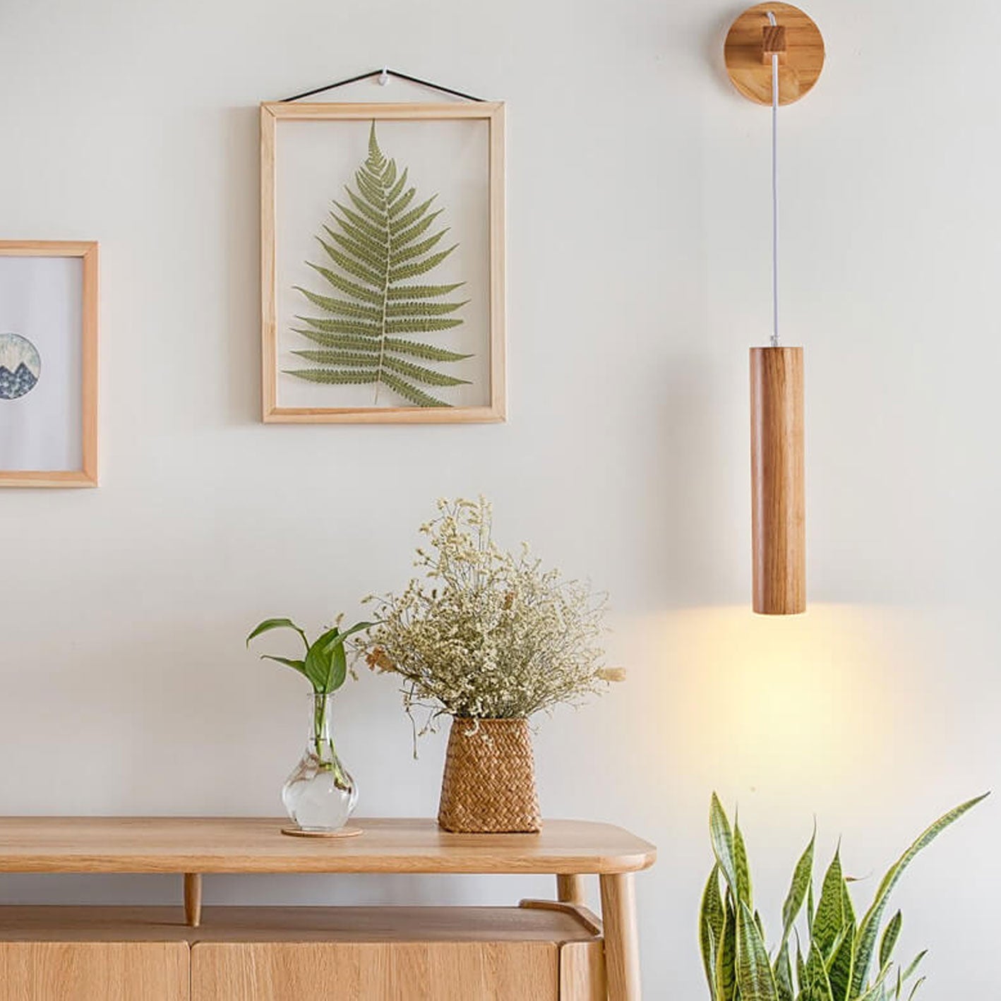 Minimalist Solid Wood Cylinder Column LED Wall Sconce Lamp