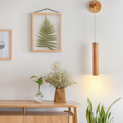 Minimalist Solid Wood Cylinder Column LED Wall Sconce Lamp