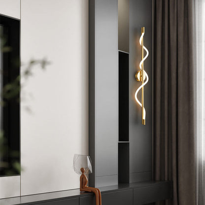 Copper-Plated Curve Long Bar Copper LED Wall Sconce Lamp