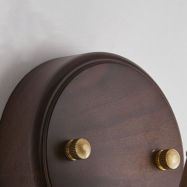 Walnut Acrylic Cylinder Round Disk 1-Light Wall Sconce Lamp