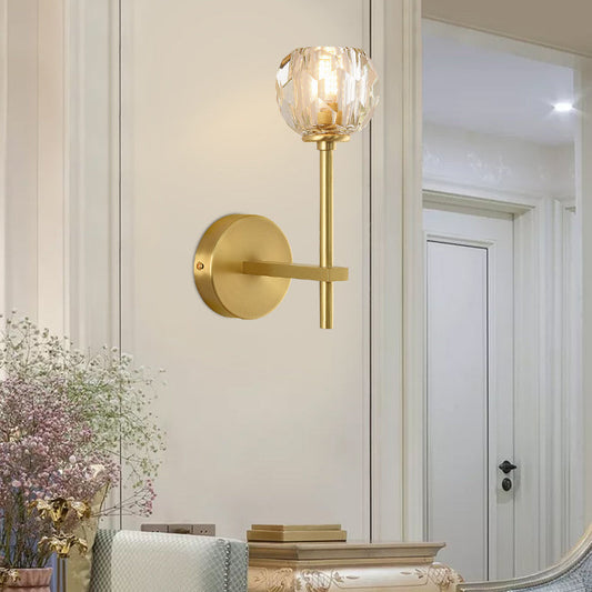 Modern Luxury Bowl Steel Crystal 1/2-Light Wall Sconce Lamp