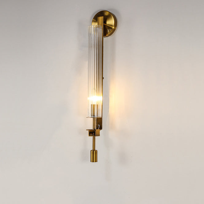 Simplicity Ribbed Glass Column 1-Light Wall Sconce Lamp