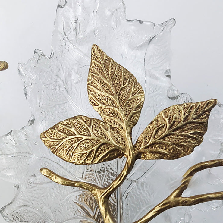 Copper Glass Maple Leaf Branch 2-Light Wall Sconce Lamp