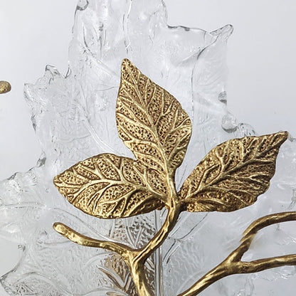 Copper Glass Maple Leaf Branch 2-Light Wall Sconce Lamp