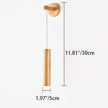 Minimalist Long Strip Rubber Wood LED Wall Sconce Lamp