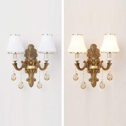 Candlestick Alloy Jade Crystal 2-Light Wall Sconce Lamp