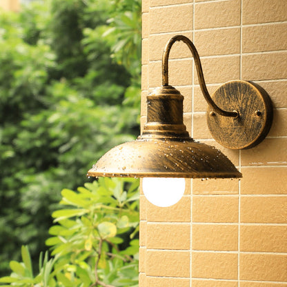 Curved Pole Round Pot Lid Iron 1-Light Wall Sconce Lamp