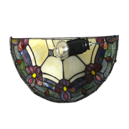 Tiffany Flower Stained Glass Bowl 1-Light Wall Sconce Lamp