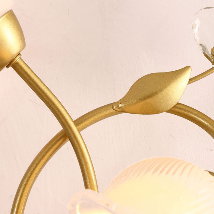 Deco Flower Hardware Glass Crystal 2-Light Wall Sconce Lamp