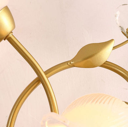 Deco Flower Hardware Glass Crystal 2-Light Wall Sconce Lamp