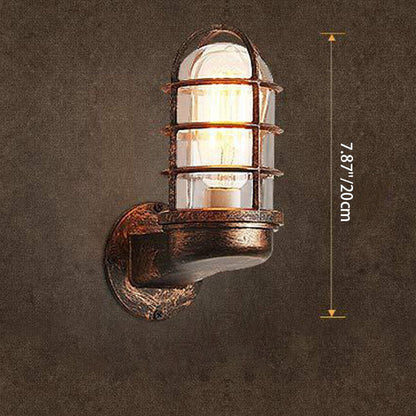 Colonial Cylinder Iron Glass 1-Light Wall Sconce Lamp