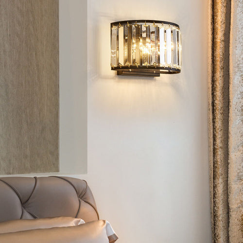 Light Minimalist Iron Crystal 2-Light Wall Sconce Lamp