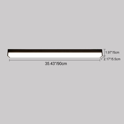 Modern Minimalist Long Rectangle Aluminum PC LED Flush Mount Ceiling Light For Outdoor Patio