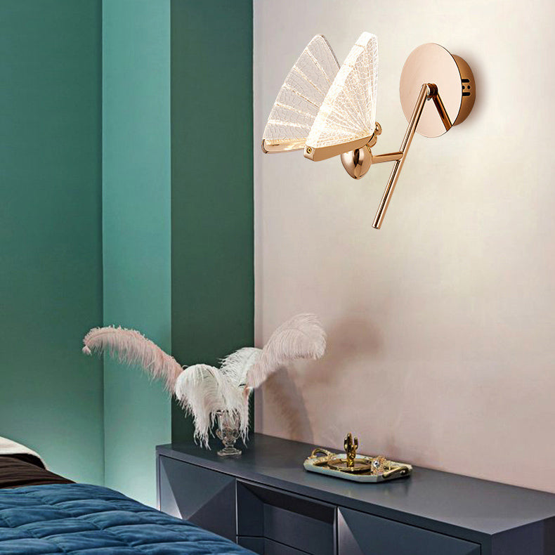 Deco Alloy Butterfly Shape Acrylic LED Wall Sconce Lamp