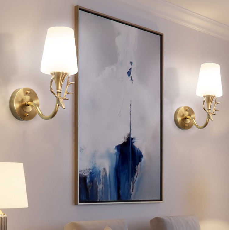Full Exquisite Deer Head Design 1/2-Light Wall Sconce Lamp