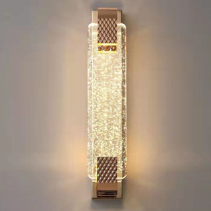 Light Gold Bubble Crystal Rectangular LED Wall Sconce Lamp