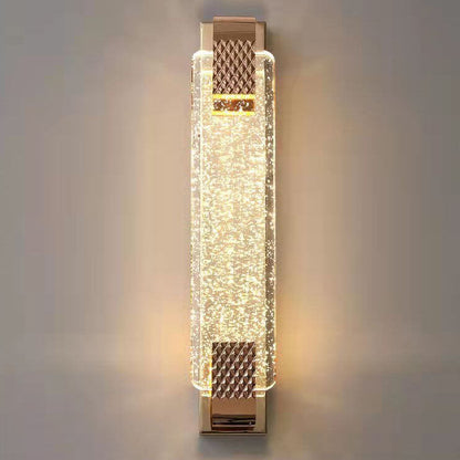 Light Gold Bubble Crystal Rectangular LED Wall Sconce Lamp