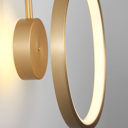 Light Full Copper Circle Curved Arm LED Wall Sconce Lamp