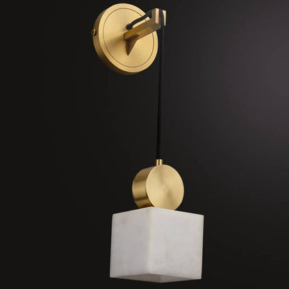 Light Square/Round Marble Shade 1-Light Wall Sconce Lamp