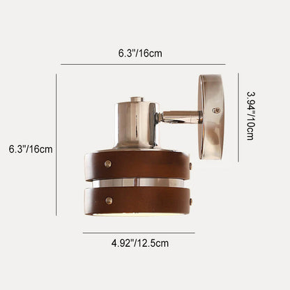 Japanese Walnut Iron Lamp Arm 1-Light Wall Sconce Lamp