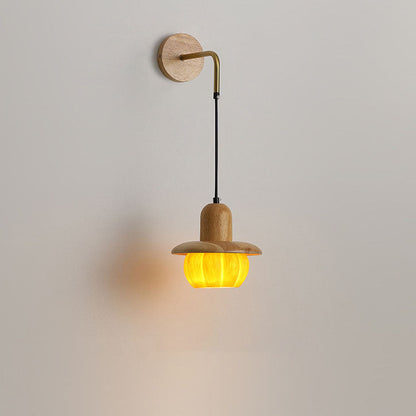 Japanese Frame Resin Pumpkin Shade 1-Light Wall Sconce Lamp