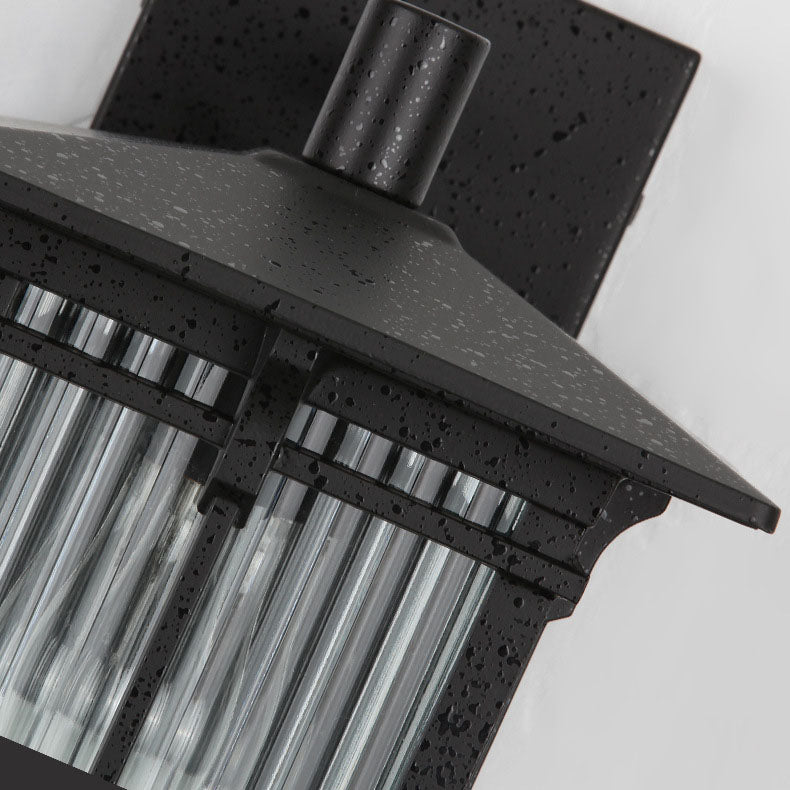 Aluminum Frame Ribbed Glass Shade 1-Light Wall Sconce Lamp