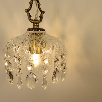 European Light Brass Crystal Glass 1-Light Wall Sconce Lamp