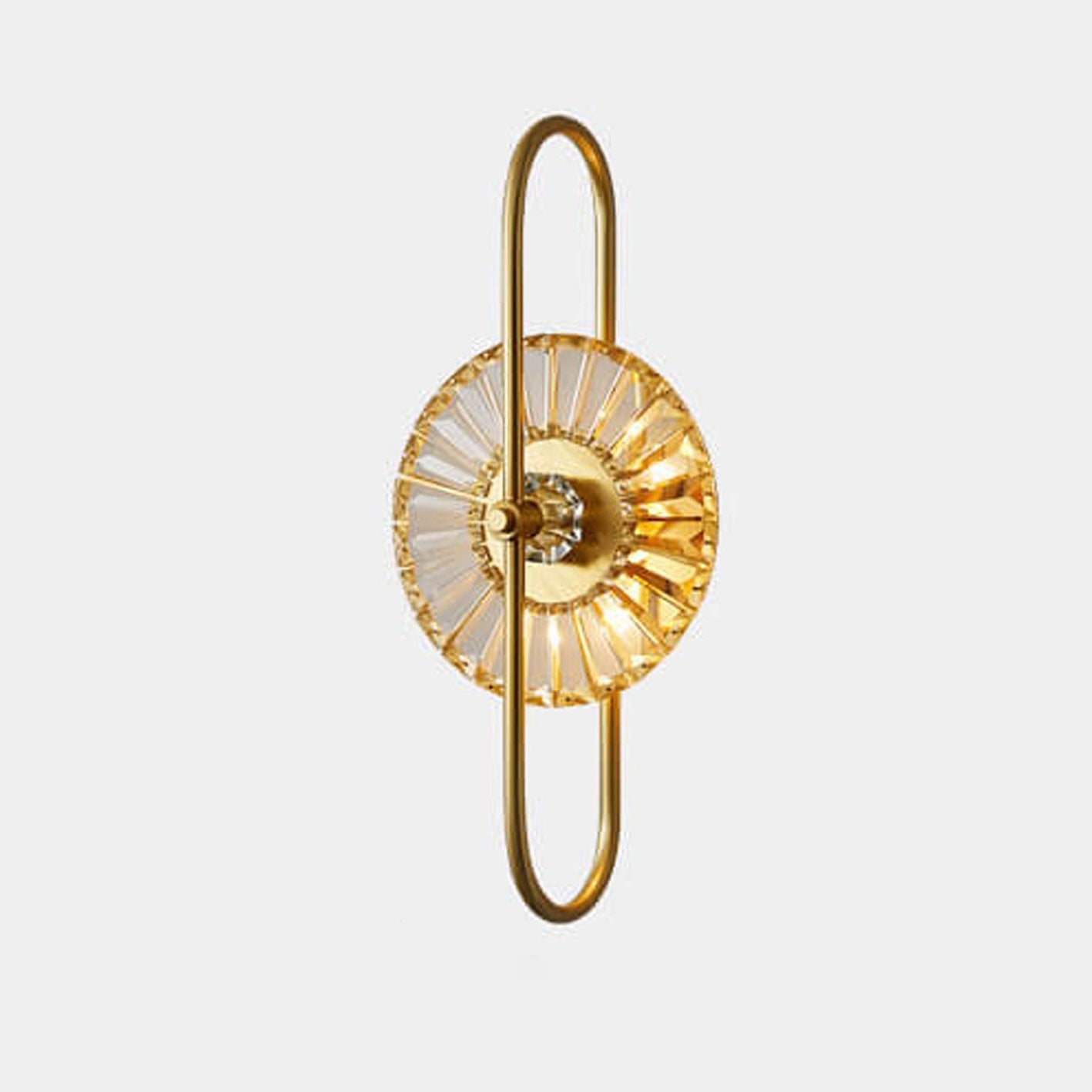 Brass Crystal Geometric Ring 2/3 Light Wall Sconce Lamp