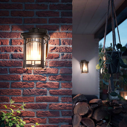 Square Carved 1-Light Outdoor Waterproof Wall Sconce Lamp