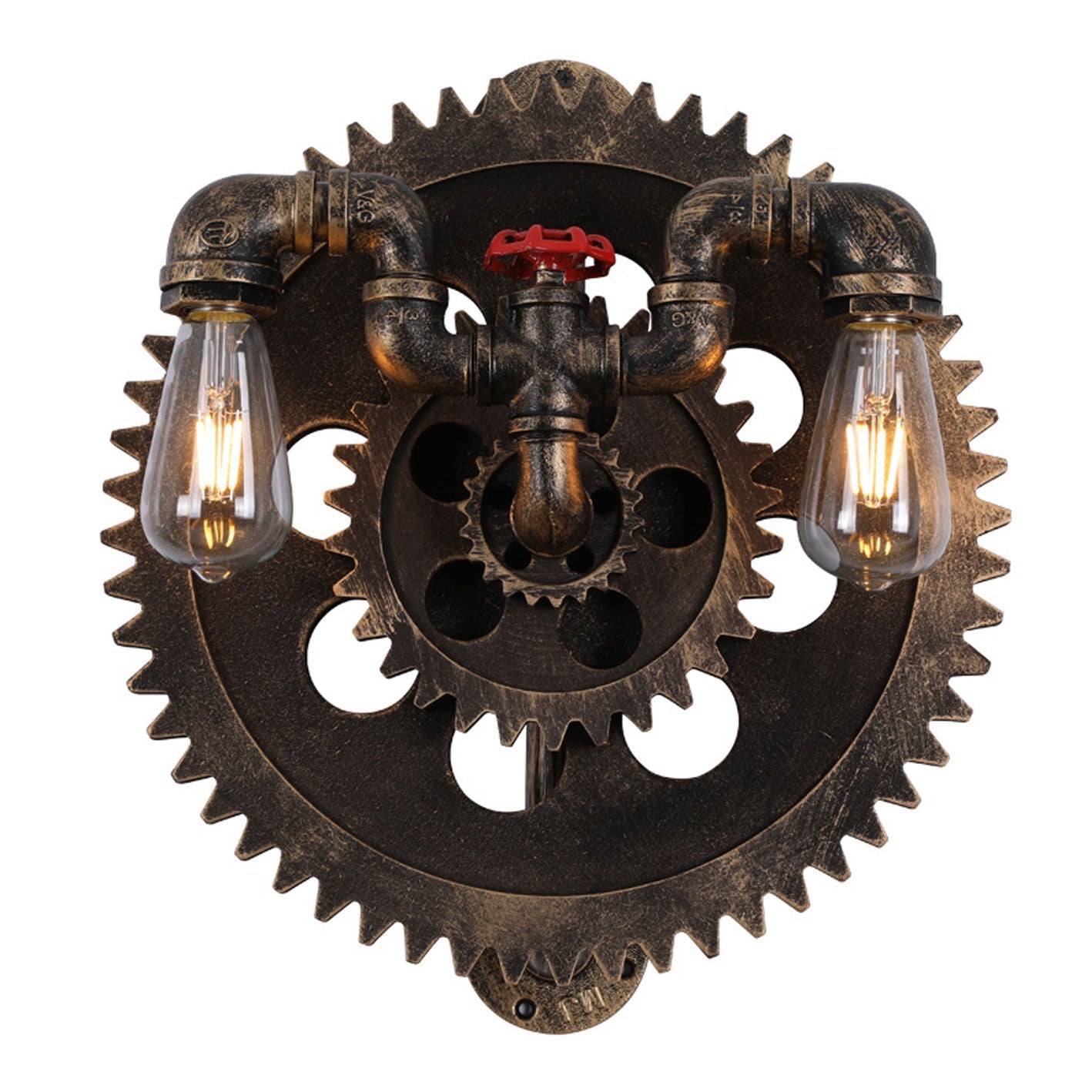 Gear-shaped Wrought Iron 1/2-Light Wall Sconce Lamp
