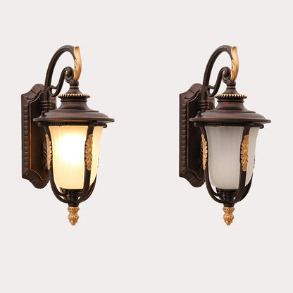 Coffee Aluminum Glass 1-Light Waterproof Wall Sconce Lamp