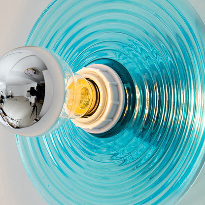 Art Deco Wave Pattern Round Glass 1-Light Wall Sconce Lamp