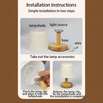 Contemporary Fabric Wood Table Lamp