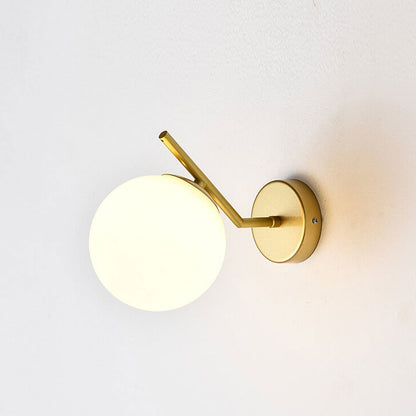 Minimalist Glass Ball Curve Lamp Arm 1-Light Wall Sconce