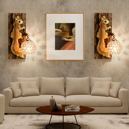 Creative Squirrel Resin Crystal 1-Light Wall Sconce Lamp