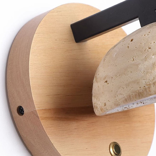Japanese Walnut Round Hemispherical LED Wall Sconce Lamp