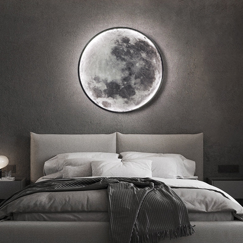 Creative Round Moon Aluminum Acrylic LED Wall Sconce Lamp