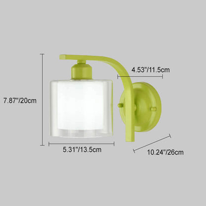 Deco Cylinder Cup Glass Metal 1-Light Wall Sconce Lamp