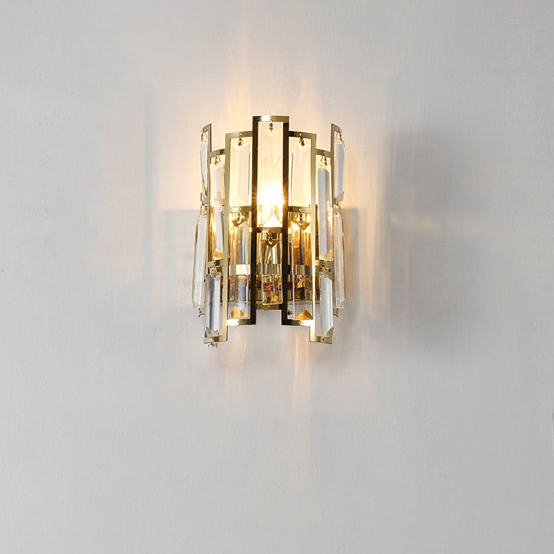 Half Stainless Steel Crystal 1-Light Wall Sconce Lamp