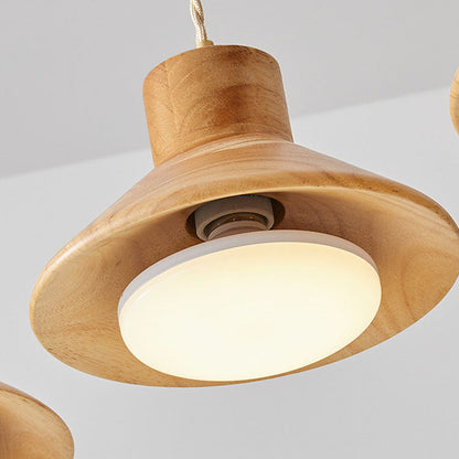 Japanese Conic Rubber Wood 1-Light Wall Sconce Lamp