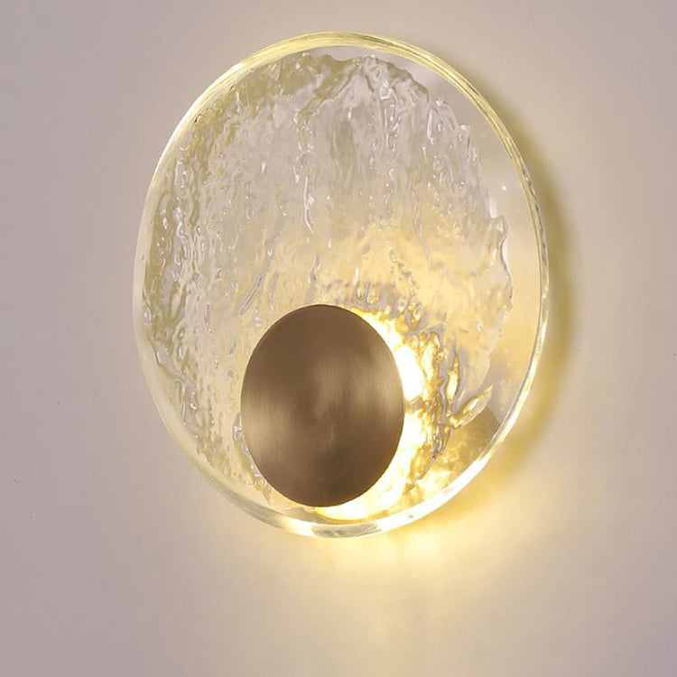 Brass Water-ripple Round Crystal LED Wall Sconce Lamp
