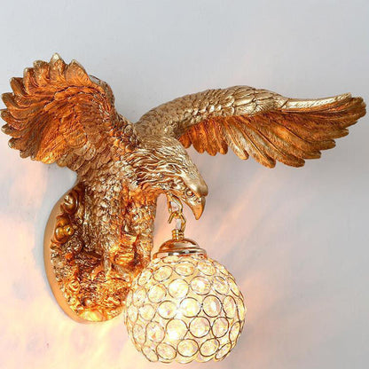 Resin Eagles Crystal Shade 1-Light Wall Sconce Lamp