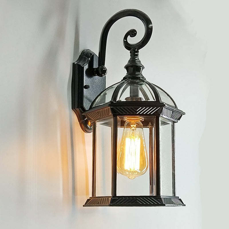 Waterproof Glass Hexagonal Prism 1-Light Wall Sconce Lamp