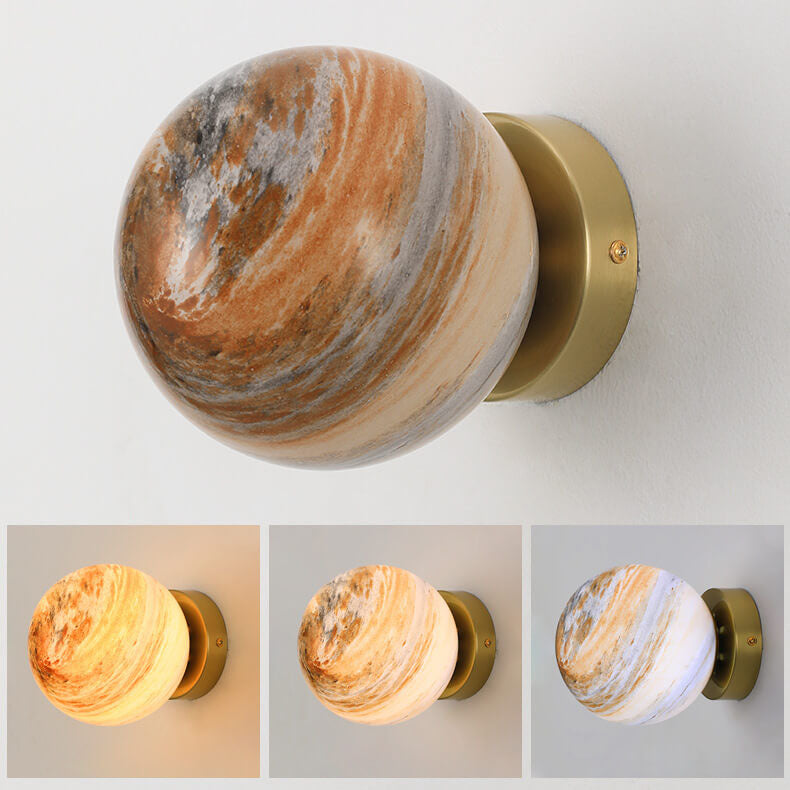 Creative Planet Glass Iron Orb 1-Light Wall Sconce Lamp