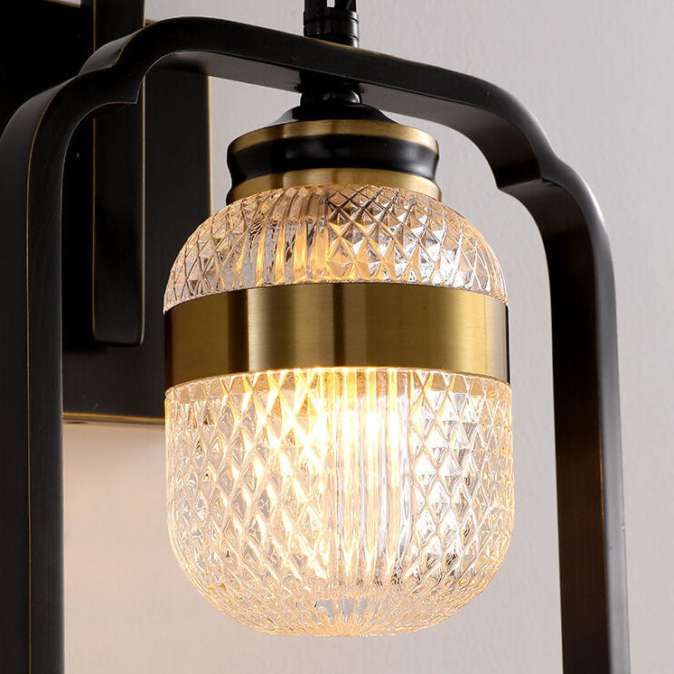 Light Plant Copper Crystal Glass 1-Light Wall Sconce Lamp