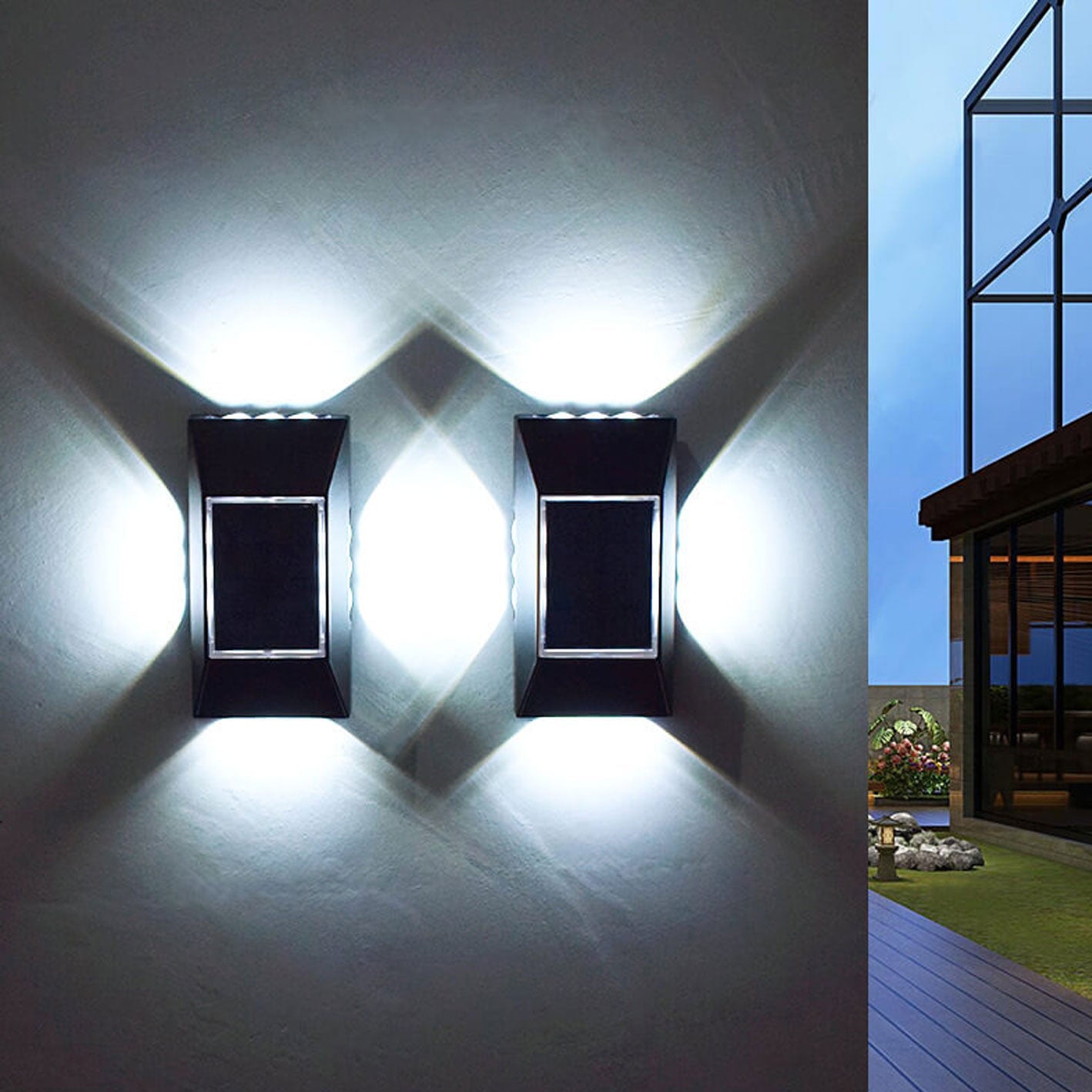Solar Around Lighting Garden Outdoor Light Wall Sconce Lamp